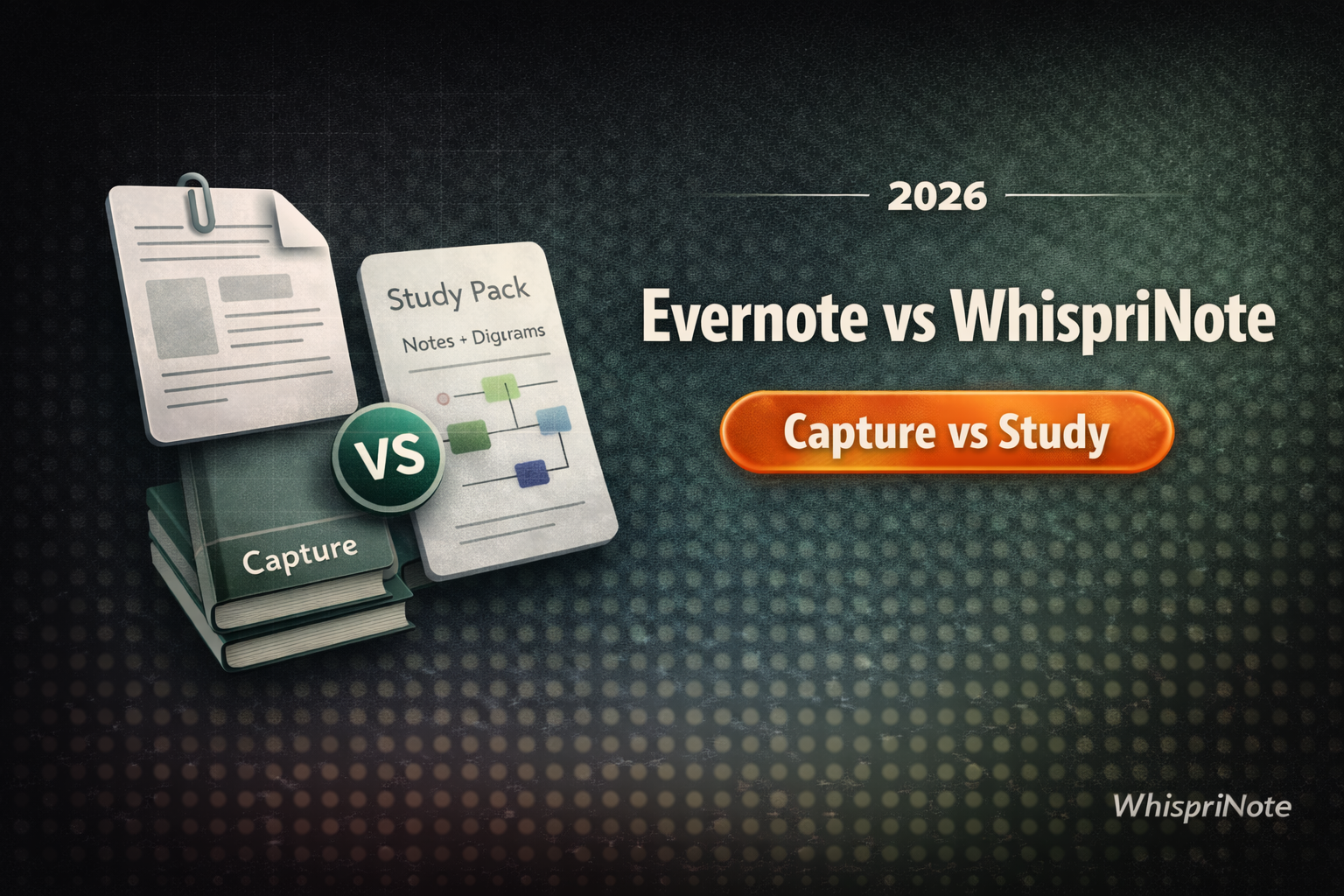 Evernote vs WhispriNote (2026): Capture Notes vs Study Notes