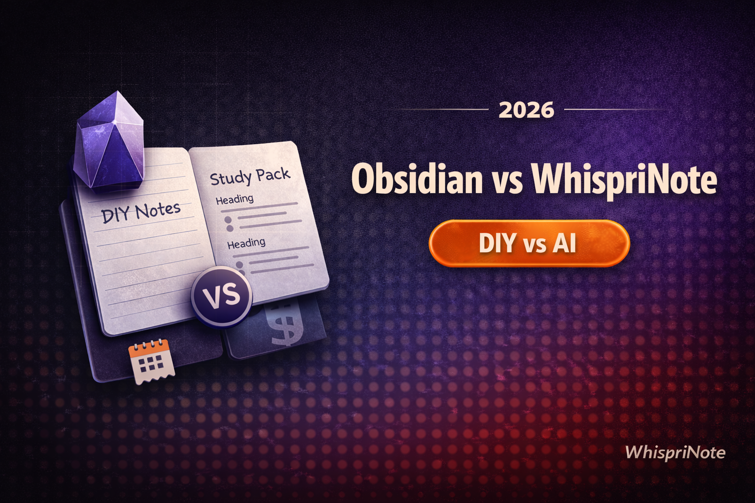 Obsidian vs WhispriNote (2026): DIY Notes vs AI Study Notes