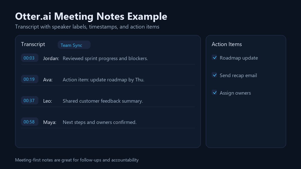 Otter.ai meeting notes example