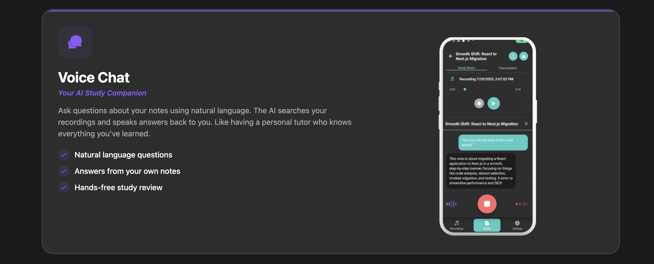 Voice chat feature