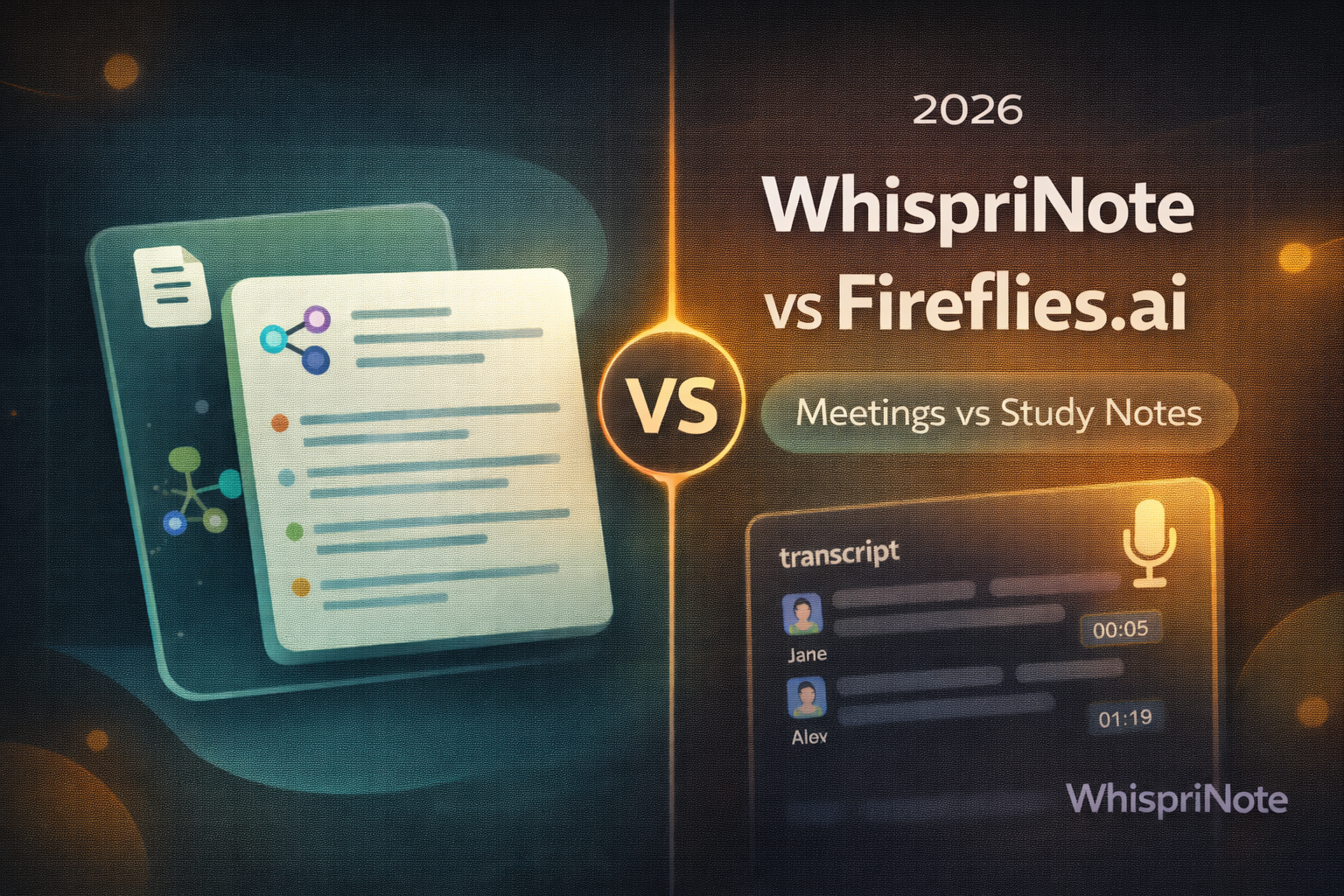 WhispriNote vs Fireflies.ai (2026): Meetings vs Study Notes