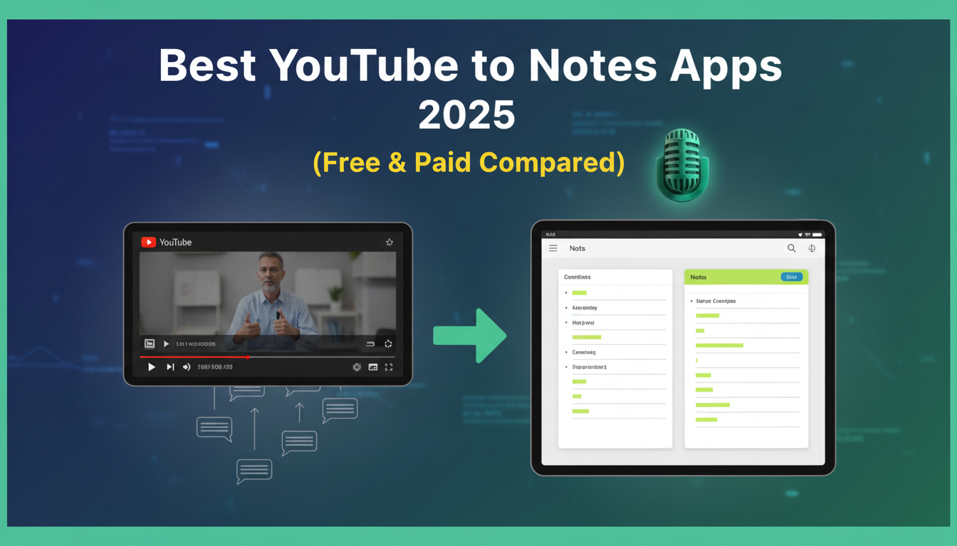 Best YouTube to Notes Apps 2025 (Free & Paid Compared)